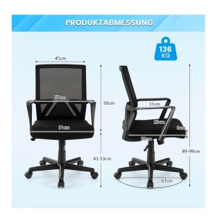 Εργονιμική Καρέκλα Γραφείου 61 x 61 x 89-99 cm Costway CB10568DK Εργονιμική Καρέκλα Γραφείου 61 x 61 x 89-99 cm Costway CB10568DK