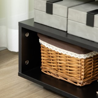 Τραπεζάκι σαλονιού HOMCOM Ασύμμετρο Ξύλινο με Ράφια και Ρυθμιζόμενα...