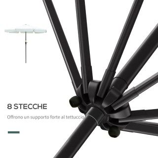 Outsunny Στρογγυλή ομπρέλα κήπου με κεντρικό στύλο και αεραγωγό, Φ2...