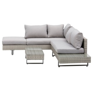 Outsunny Garden Lounge με καναπέ και τραπεζάκι σαλονιού σε γκρι PE ...