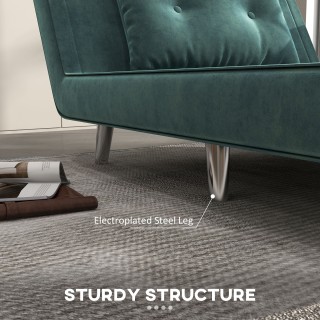 HOMCOM μονό κρεβάτι πολυθρόνα με ανακλινόμενη πλάτη σε βελούδο, 100...