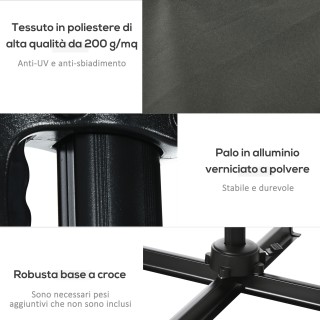 Ομπρέλα κήπου Outsunny με ρυθμιζόμενη γωνία 5 επιπέδων και περιστρο...