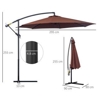 Outsunny Metal Polyester Off-centred Parasol Garden with Tilting An... Outsunny Metal Polyester Off-centred Parasol Garden with Tilting An...