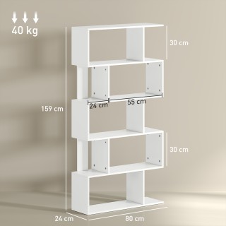 HOMCOM Λευκή Ασύμμετρη Βιβλιοθήκη 80x24x159 cm με 10 Ράφια 836-574V... HOMCOM Λευκή Ασύμμετρη Βιβλιοθήκη 80x24x159 cm με 10 Ράφια 836-574V...