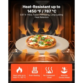 VEVOR Πέτρινη Πλάκα Ψησίματος 406 mm με Ανθεκτική Βάση, για Φούρνο ...