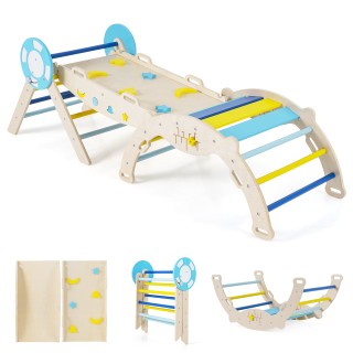 Costway Σετ 3 Τεμαχίων: Αναρριχητικό Πλέγμα με Τσουλήθρα & Τόξο Ανα...