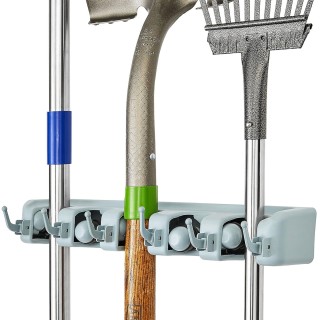 BAKAJI  Κρεμάστρα τοίχου με 5 θέσεις και 6 γάντζους για σκούπες και...