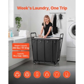 VEVOR Καρτσάκι Πλυντηρίου & Αγορών με Αδιάβροχη Επένδυση, 118 Κιλά,...