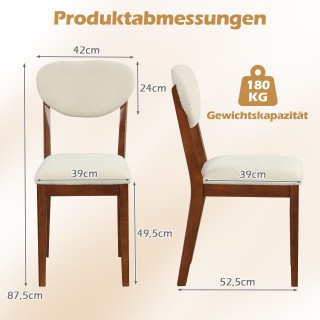 Costway Διπλό Σετ Καρέκλες Τραπεζαρίας με Μαξιλαρωτό Κάθισμα και Χω...