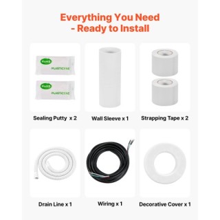 VEVOR Σωλήνας Χαλκού Mini Split 15.2m, Διαμέτρων 6.4 & 12.7mm, Με Μ...