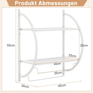 Costway Μεταλλική Λευκή Κρεμάστρα Πετσέτας 45 x 25,5 x 55 εκ. για Μ...
