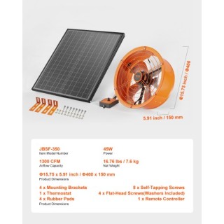 VEVOR Ανεμιστήρας Σοφίτας 14 με Θερμοστάτη, 1300 CFM TYNWZFJ14YC54C... VEVOR Ανεμιστήρας Σοφίτας 14 με Θερμοστάτη, 1300 CFM TYNWZFJ14YC54C...