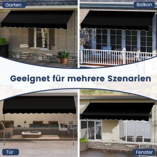 Costway Αντηλιακή Τέντα Μπαλκονιού Χωρίς Τρυπήματα με Χειροκίνητη Ρ...