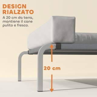 PawHut Κρεβάτι Σκύλου Υψωμένο 110x75x30 εκ, Γκρι/Ασημί D04-298V00LG