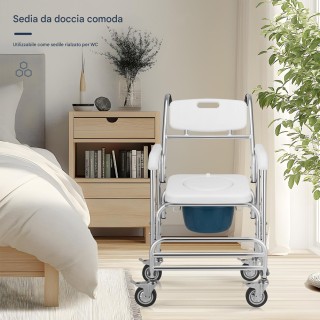 BAKAJI Αδιάβροχη Καρέκλα με Ρόδες για Ηλικιωμένους και ΑμεΑ με Άνετ...