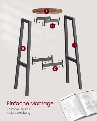 VASAGLE Σετ 2 σκαμπό μπαρ με μεταλλικό σκελετό και υποπόδιο, ύψος 7...