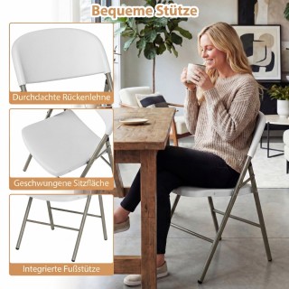 Costway Σετ 6 Πτυσσόμενες Καρέκλες από Μέταλλο & Πλαστικό, Αναδιπλο...