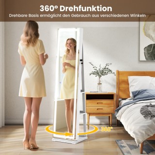 Costway Περιστρεφόμενη 360° Ντουλάπα Κοσμημάτων με Φωτισμό & Καθρέφ...