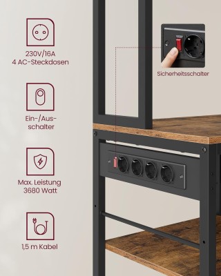 VASAGLE Ραφιέρα Κουζίνας με Πρίζες, Ρυθμιζόμενα Ράφια, Υφασμάτινο Σ... VASAGLE Ραφιέρα Κουζίνας με Πρίζες, Ρυθμιζόμενα Ράφια, Υφασμάτινο Σ...