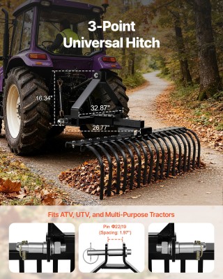 VEVOR 127 εκ. Ράβδος Τοπίου με 17 Ατσάλινες Δόντια, Ρυθμιζόμενη Γων... VEVOR 127 εκ. Ράβδος Τοπίου με 17 Ατσάλινες Δόντια, Ρυθμιζόμενη Γων...