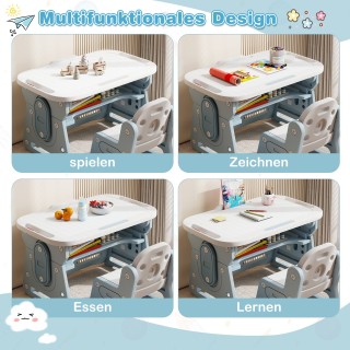 Costway Παιδικό Σετ Τραπέζι με Ρυθμιζόμενο Πίνακα και Καρέκλα - Μπλ... Costway Παιδικό Σετ Τραπέζι με Ρυθμιζόμενο Πίνακα και Καρέκλα - Μπλ...