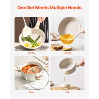 VEVOR Σετ Μαγειρικών Σκευών Γρανίτη 19 Τεμαχίων Λευκό Αντικολλητικό...