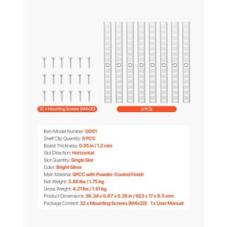 VEVOR Ράφι Ρυθμιζόμενο 36.3 ιντσών 8 Τεμάχια Ατσάλινο Τοίχου HJGDHC...