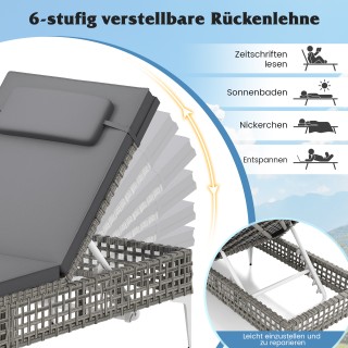 Ρατάν Ξαπλώστρα Κήπου με Ρυθμιζόμενη Πλάτη και Μαξιλάρι Κεφαλής 194... Ρατάν Ξαπλώστρα Κήπου με Ρυθμιζόμενη Πλάτη και Μαξιλάρι Κεφαλής 194...