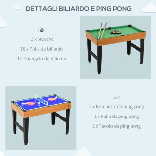 HOMCOM  Τραπέζι Πολλαπλών Παιχνιδιών 4 σε 1 με Ποδοσφαιράκι, Μπιλιά...