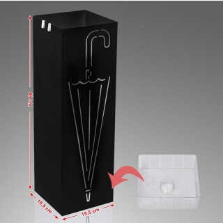 BAKAJI Τετράγωνη Σχέδιο Σιδερένια Ομπρελοθήκη Μαύρη με Δοχείο Συλλ... BAKAJI Τετράγωνη Σχέδιο Σιδερένια Ομπρελοθήκη Μαύρη με Δοχείο Συλλ...