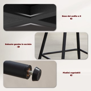 HOMCOM Σετ 2 Σκαμπό Μπαρ με Πλάτη και Υποπόδιο, Επένδυση Υφάσματος ...