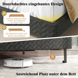 Costway Γκρίζιο Βελούδινο Κρεβάτι 160 x 200 εκ. με Ρυθμιζόμενο Κεφα...