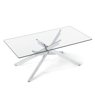 Costway Ορθογώνιο Τραπέζι Καφέ από Σκληρυμένο Γυαλί, Μοντέρνος Σχεδ...