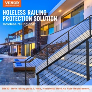 Κολόνα Κάγκελου VEVOR 42x1.97, Ανοξείδωτο Ατσάλι, Μαύρη, Χωρίς Τρύπ...