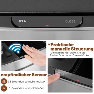 Costway Κάδος Απορριμμάτων με Αισθητήρα Κίνησης και Χωρητικότητα 72...