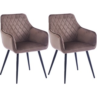 Shally Dogan Σετ 2 Καρέκλες Τραπεζαρίας από Καφέ Βελούδο Εργονομικ... Shally Dogan Σετ 2 Καρέκλες Τραπεζαρίας από Καφέ Βελούδο Εργονομικ...