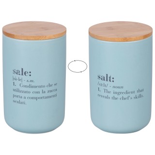 Villa DEste  Βάζο αλατιού 1000 ml από κεραμικό με καπάκι από μπαμπο...