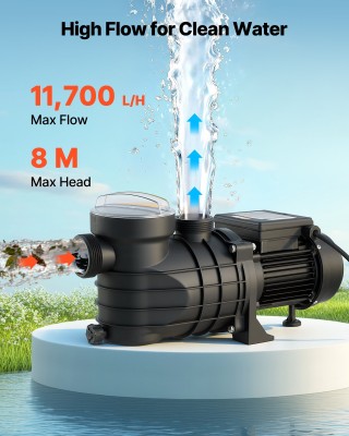 VEVOR Αντλία Πισίνας 250W για Υπερυψωμένες Πισίνες 11,700 L/H DSYCG...