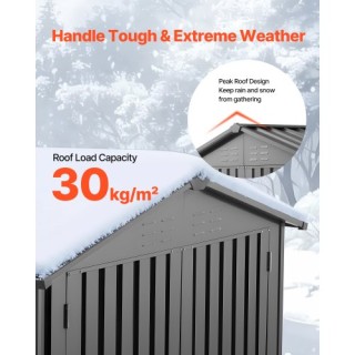 VEVOR Μεταλλική Αποθήκη Κήπου 6x4 FT με 4 Αεραγωγούς, Γκρι GJF64FTH...