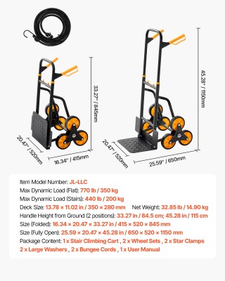 VEVOR Σκάλες Αναρρίχησης έως 200 κιλά, Πτυσσόμενο Καρότσι Βαρέως Τύ...