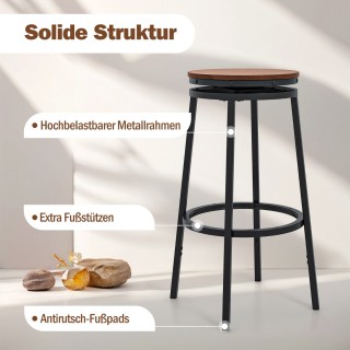 Costway Περιστρεφόμενα Ρυθμιζόμενα Σκαμπό Μπαρ με Μεταλλικό Πλαίσιο...