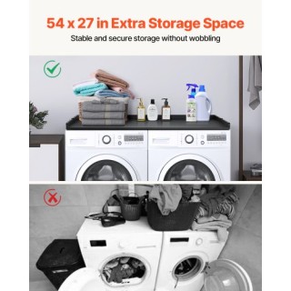 VEVOR Πάγκος Πλυντηρίου-Στεγνωτηρίου 54 x 27 Ξύλινος Καλυμμένος Μαύ...