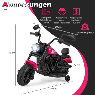 Costway Παιδική Μηχανή Chopper 6V με Μουσική, Φώτα, Πεντάλ και 2 Βο...