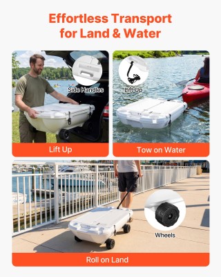 VEVOR Πλωτό Ψυγείο 37,9 L με Στεγανό Χώρο Αποθήκευσης, Ρόδες και Σχ...