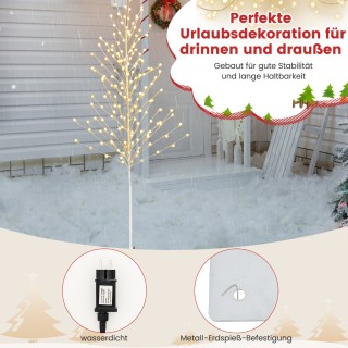 Costway Δέντρο LED 155 εκ. με Θερμό Λευκό Φως & Μεταλλική Βάση Ασημ...