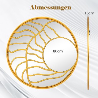 Costway  Στρογγυλός Καθρέφτης Τοίχου με Χρυσό Πλαίσιο 80 εκ. HZ10347GD