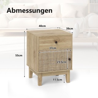 Costway Μποέμ Ρατάν Κομοδίνο με Συρτάρι και Ντουλάπι HU10765NA Costway Μποέμ Ρατάν Κομοδίνο με Συρτάρι και Ντουλάπι HU10765NA