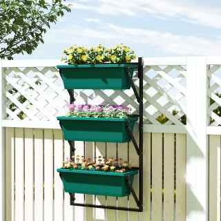 Outsunny Κάθετη Εξωτερική Ζαρντινιέρα με 3 Πλαστικές Γλάστρες για Φ...