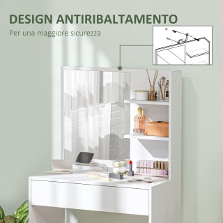 HOMCOM Τουαλέτα Μακιγιάζ με Καθρέφτη, 3 Γωνιακά Ράφια και Συρτάρι, ... HOMCOM Τουαλέτα Μακιγιάζ με Καθρέφτη, 3 Γωνιακά Ράφια και Συρτάρι, ...