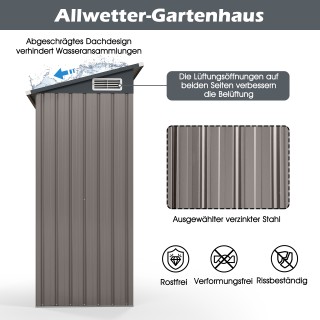 Costway  Μεταλλικό Κήπου 1,5 m³ με Πρακτική Κλίση - Κομψό σε Ανοιχτ...